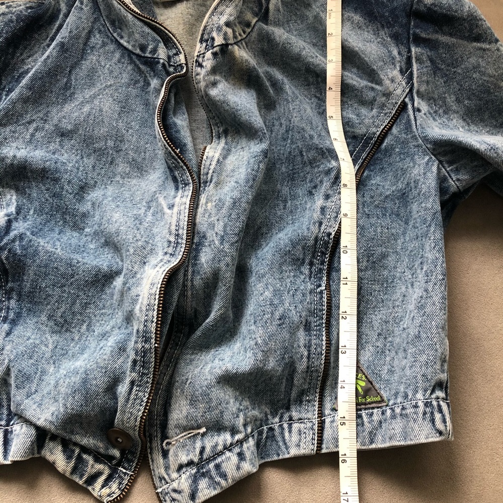 Vintage Acid Wash Cropped Denim Jacket Size M - Picture 7 of 8